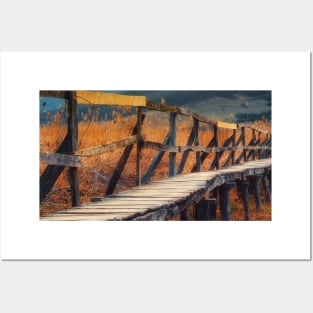 Light over wooden walkway Posters and Art